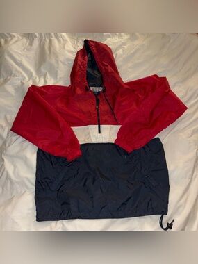 New York Classics Red, White, and Navy Blue Nylon Windbreaker Jacket size S